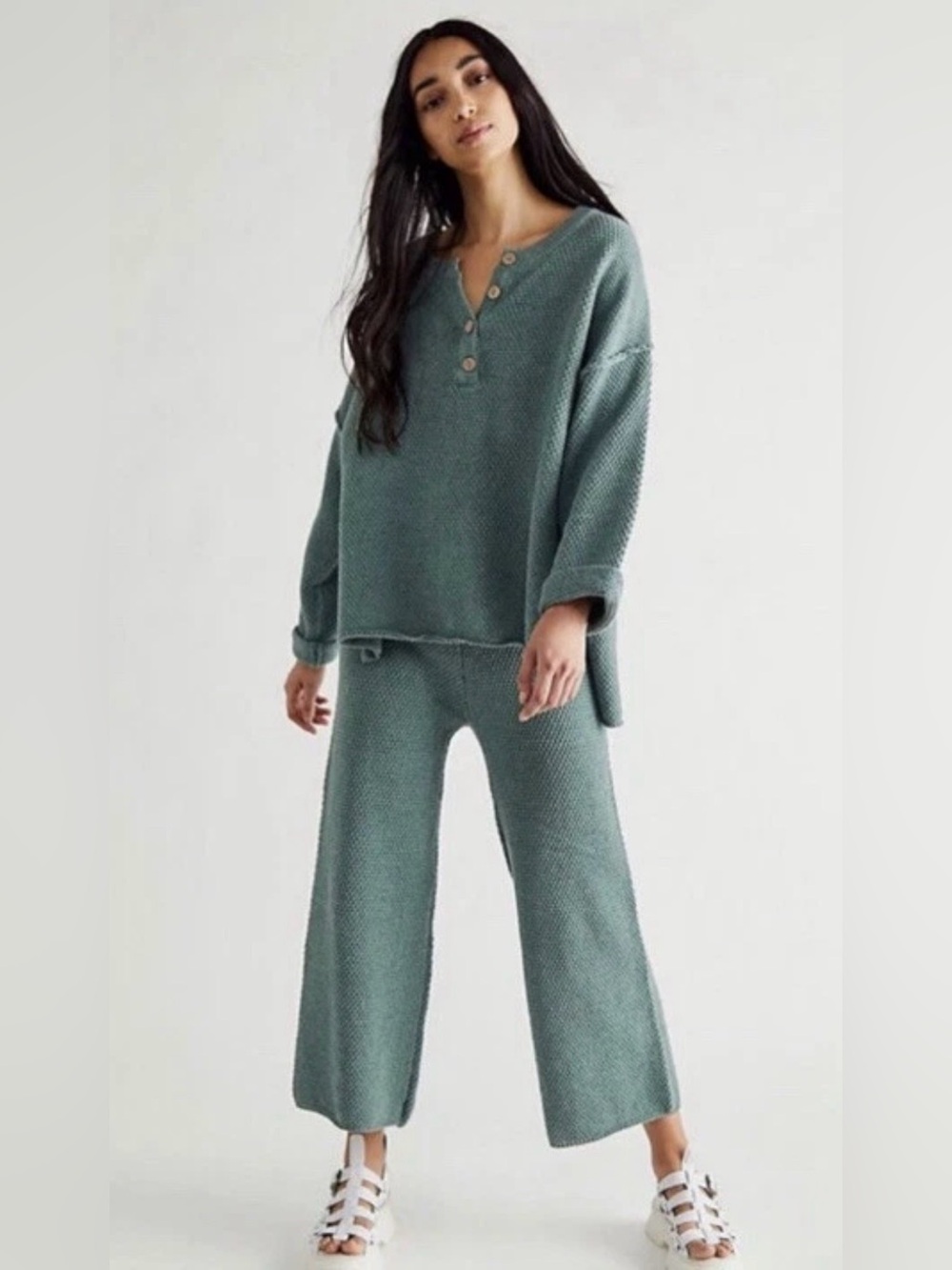 Free People Beach Hailee Sweater Set in Cedar Fog